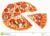 pizzasaus, kaas, ham en salami